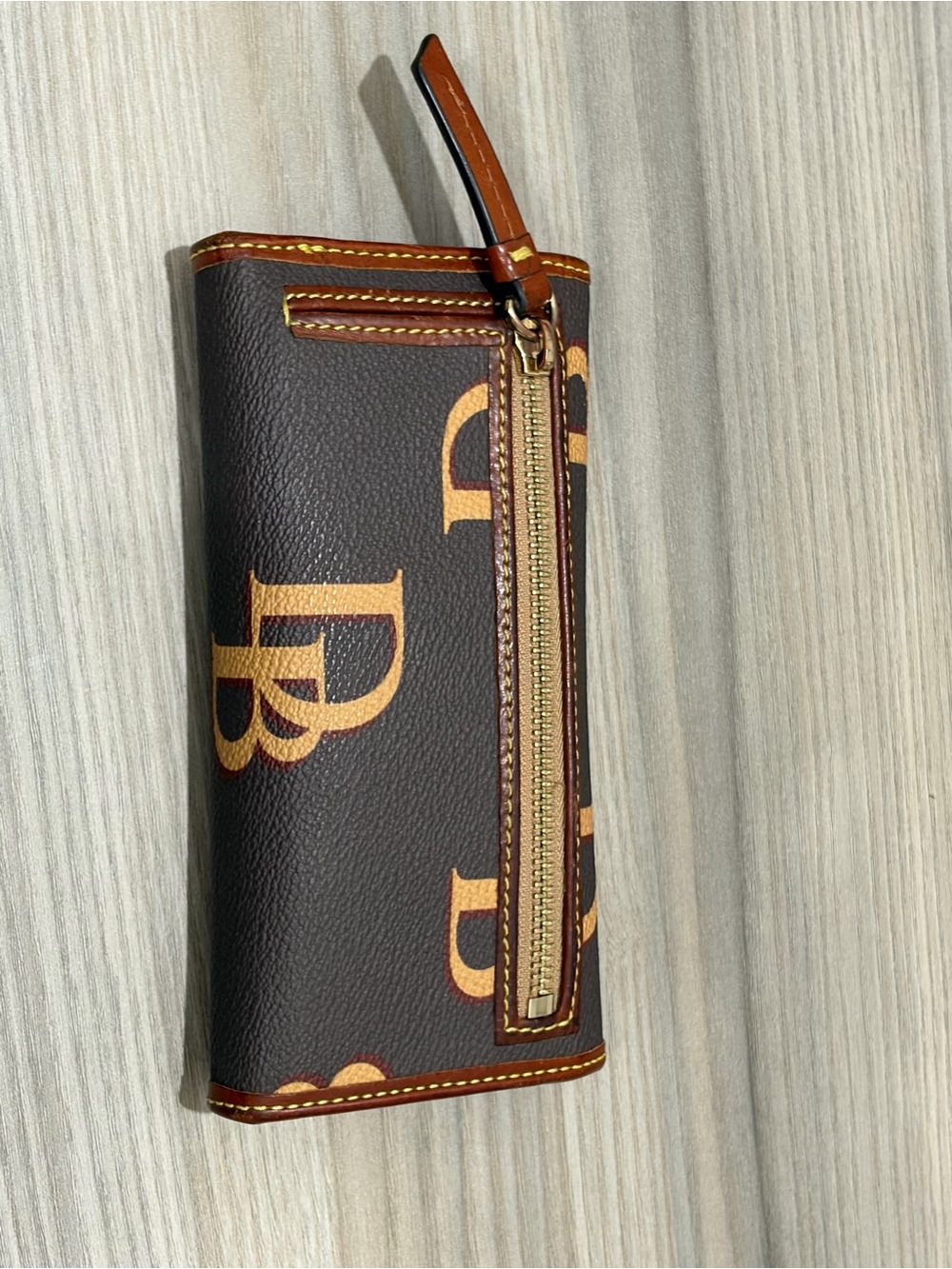 Dooney & Bourke Cognac Brown Leather Long Wallet with ID Window - Picture 6 of 8
